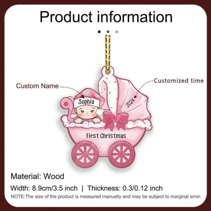 Personalized Baby First Christmas Ornament Wooden Ornament Gifts for Family