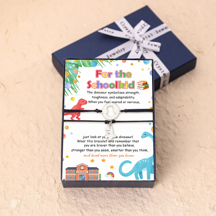 [Copy]2 Pcs Dinosaur Bracelet Set First Day of School Gift with Cartoon Gift Card Adjustable Bracelet Gift for Kids