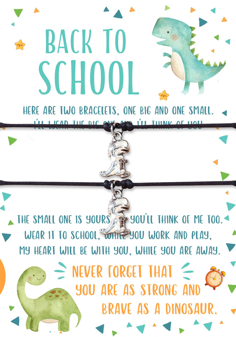[Copy]2 Pcs Dinosaur Bracelet Set Back to School Gift with Gift Card Adjustable Bracelet Gift for Son/Daughter