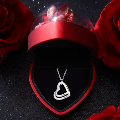 Heart Pendant Necklace Heart Matching Necklace Personalized Engraved 2 Names Mother Daughter Necklace