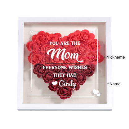 Personalized 1 Nickname &1 Name Heart-Shaped Rose Shadow Box Frame – Custom Gift for Mom, Grandma & Loved Ones| Lorajewel