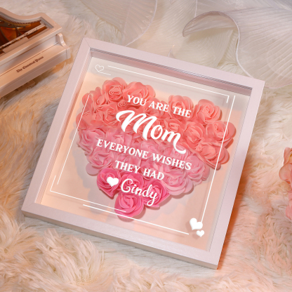 Personalized 1 Nickname &1 Name Heart-Shaped Rose Shadow Box Frame – Custom Gift for Mom, Grandma & Loved Ones| Lorajewel