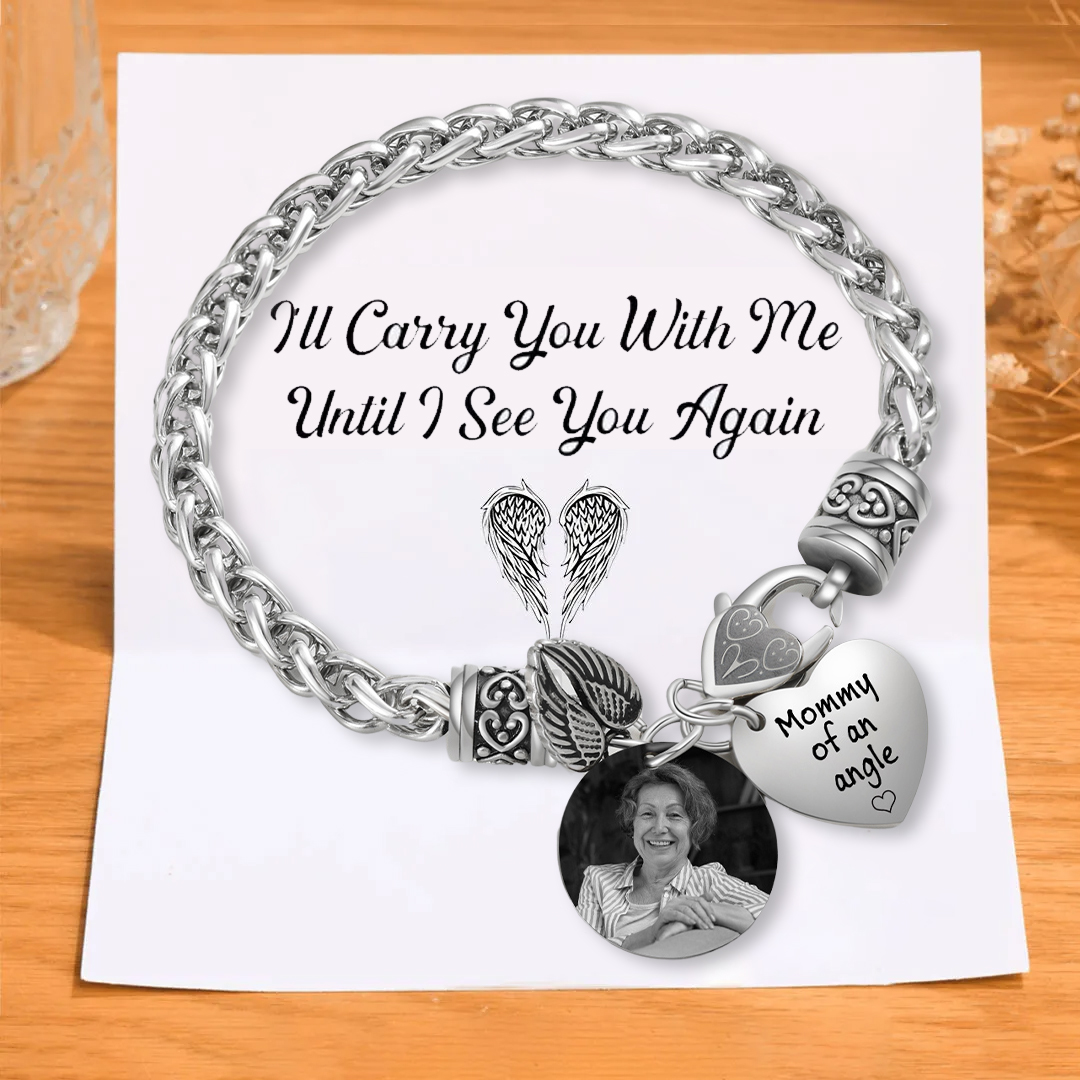 Personalized Memorial Bracelet, Custom Photo Mommy Of An Angel Remembrance Jewellery for Mom | Lorajewel