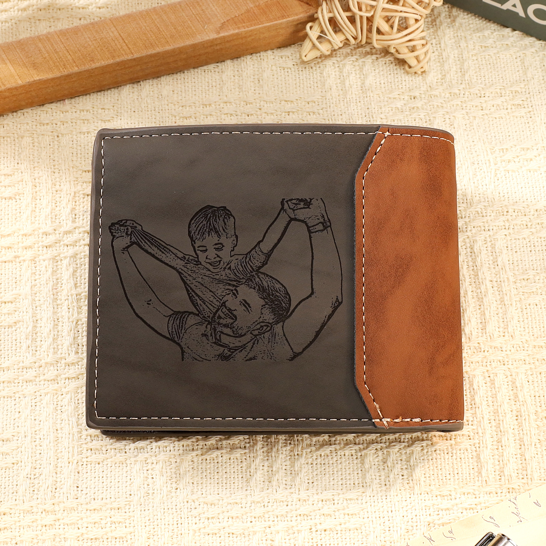 Personalized 4 Namess Men Photo Wallet Hand Crafted in US for Dad – Father’s Day Gift with Kids’ Names and Photo | Lorajewel