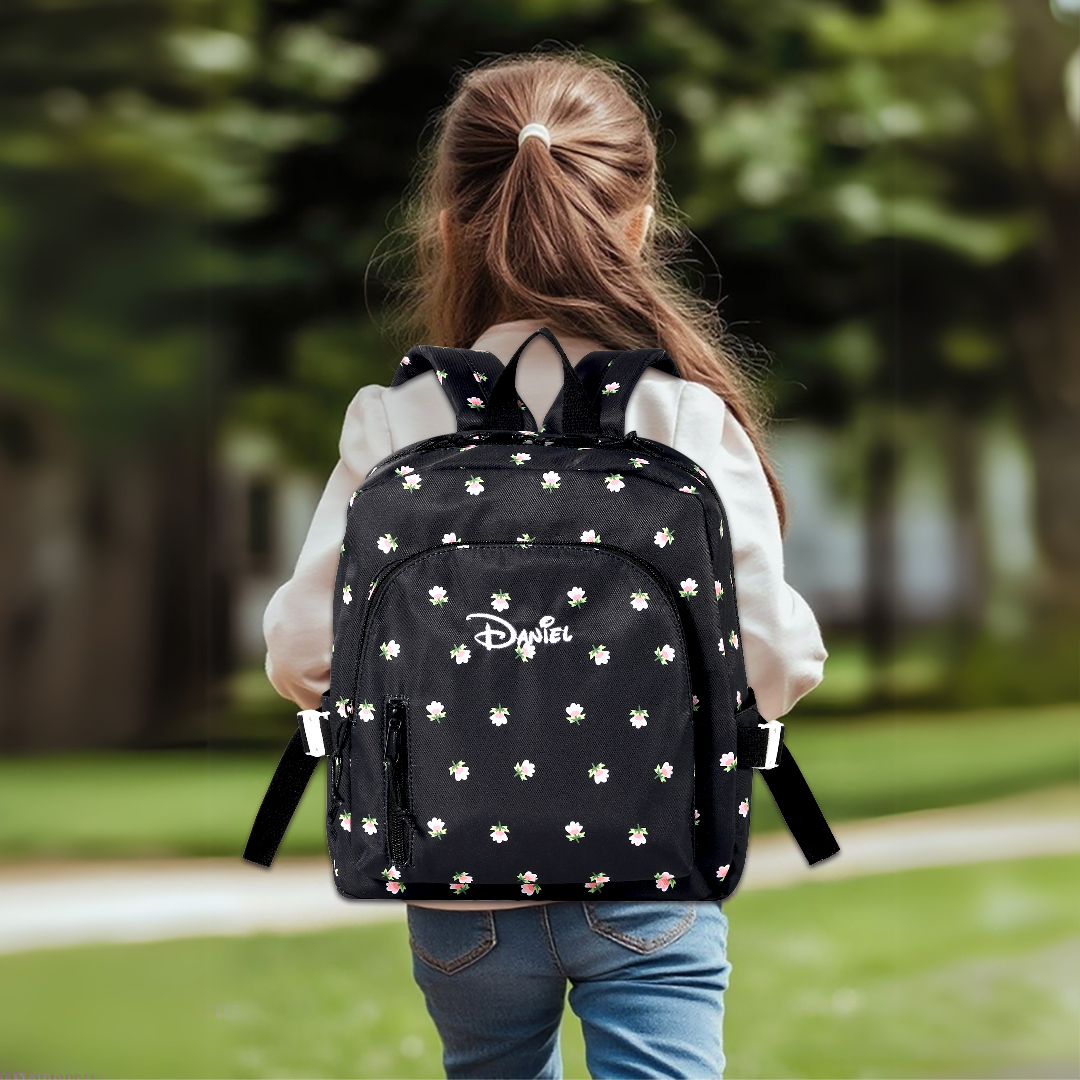 Personalized Kids School Bag with Name & Flowers – Back to School Gift | Lorajewel
