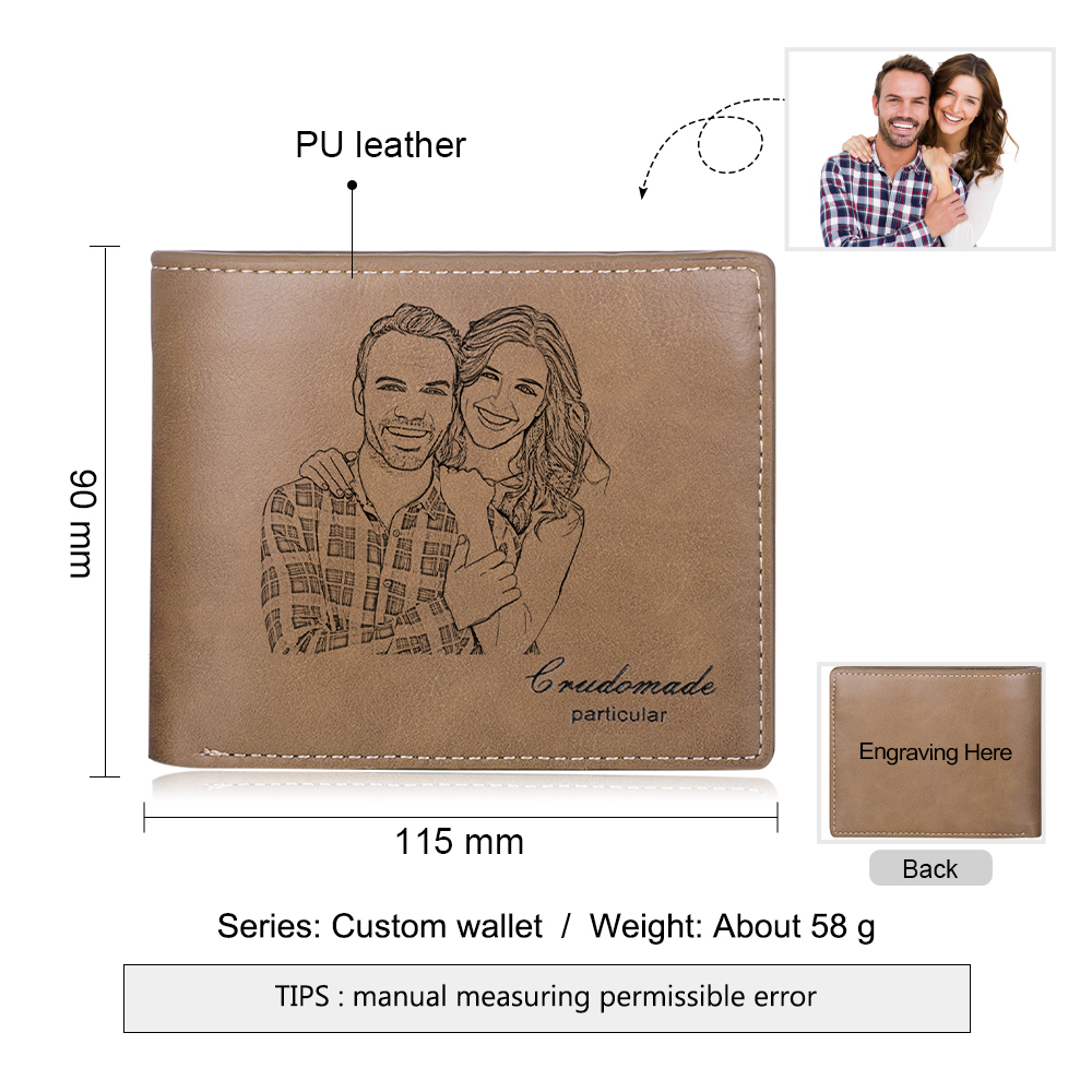 Men's Photo Custom Wallet Brown Gifts for Him