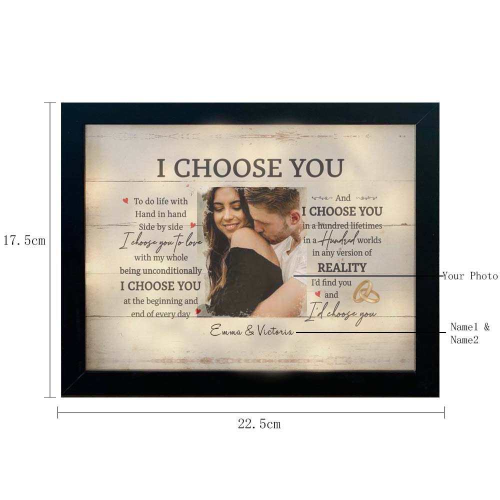Couple Photo Frame Personalized Names I Choose You LED Light Shadow Box Romantic Gifts