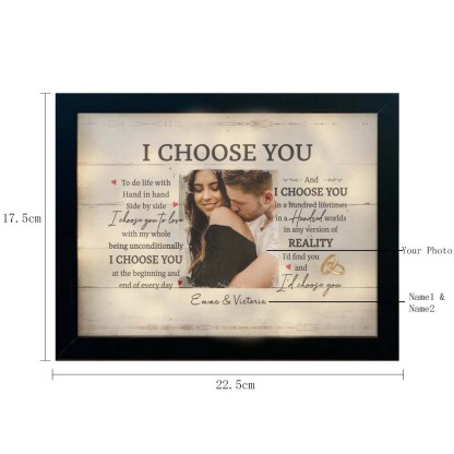 Couple Photo Frame Personalized Names I Choose You LED Light Shadow Box Romantic Gifts