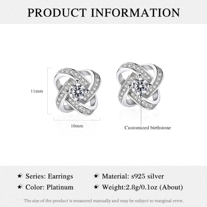 Love Knot Earrings Personalized Birthstone Earrings S925 Sterling Silver Birthday Gifts For Women