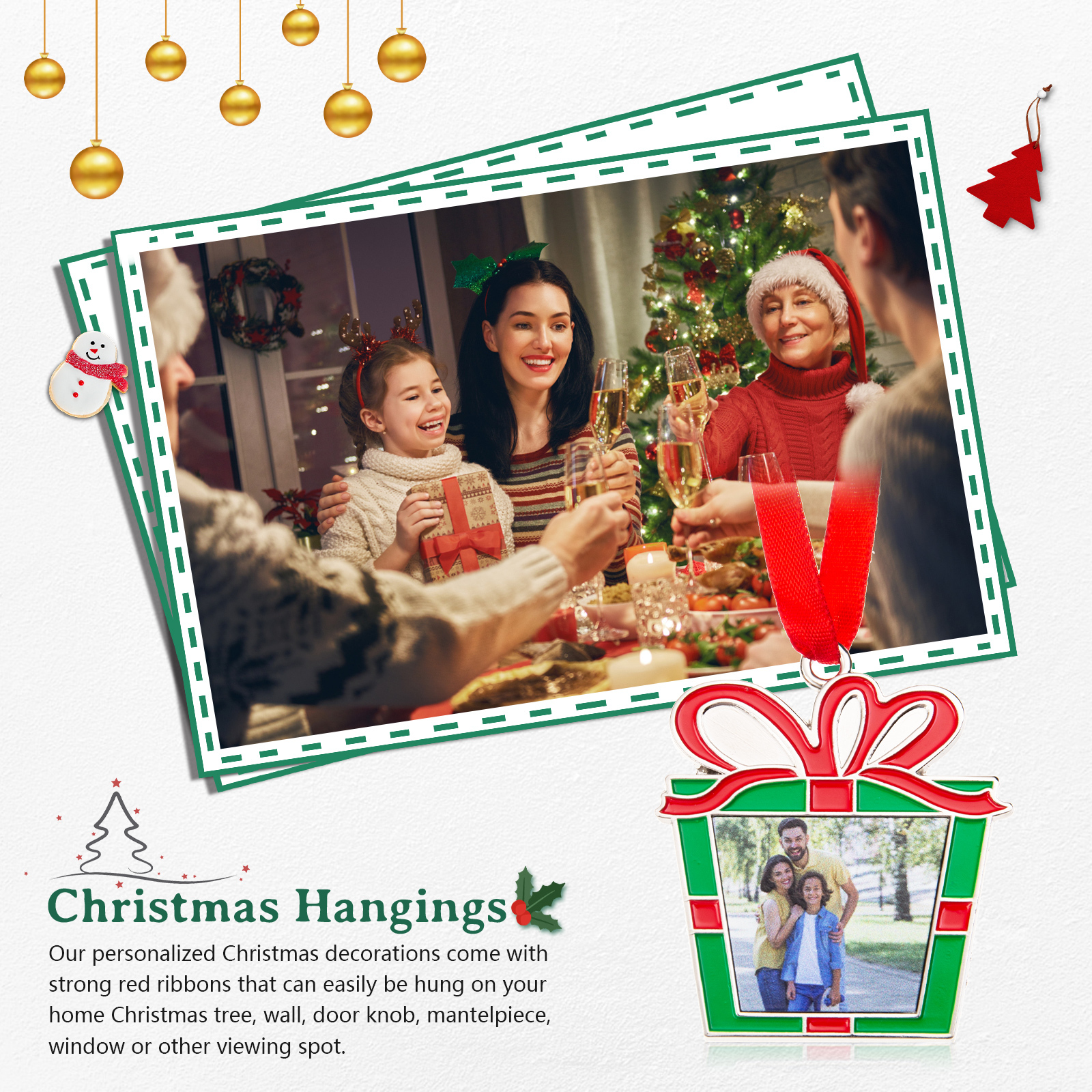 Personalized Photo Christmas Ornament Custom photos Gifts for Family