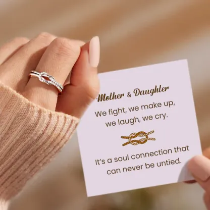 Mother & Daughter S925 Soul Connection Square Knot Ring Infinity Love Knot Ring