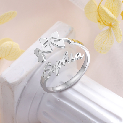 Lily of the Valley Name Ring Personalized May Birth Flower Ring for Her