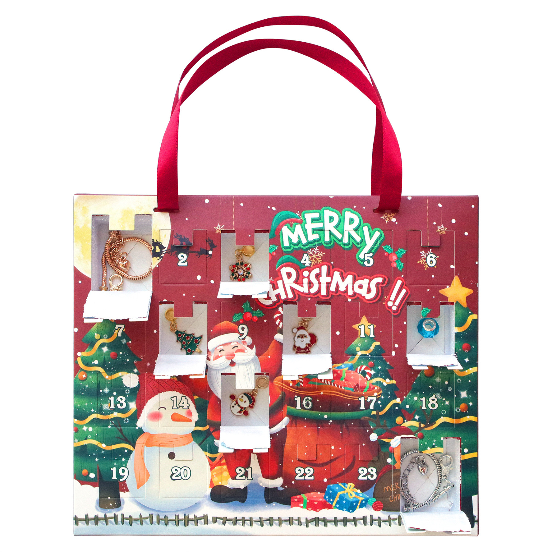 Christmas Bracelet Charms Surprise Blind Box Advent Calendar 24 Days Countdown Surprise Box DIY Bracelet Mystery Box Gift For Her