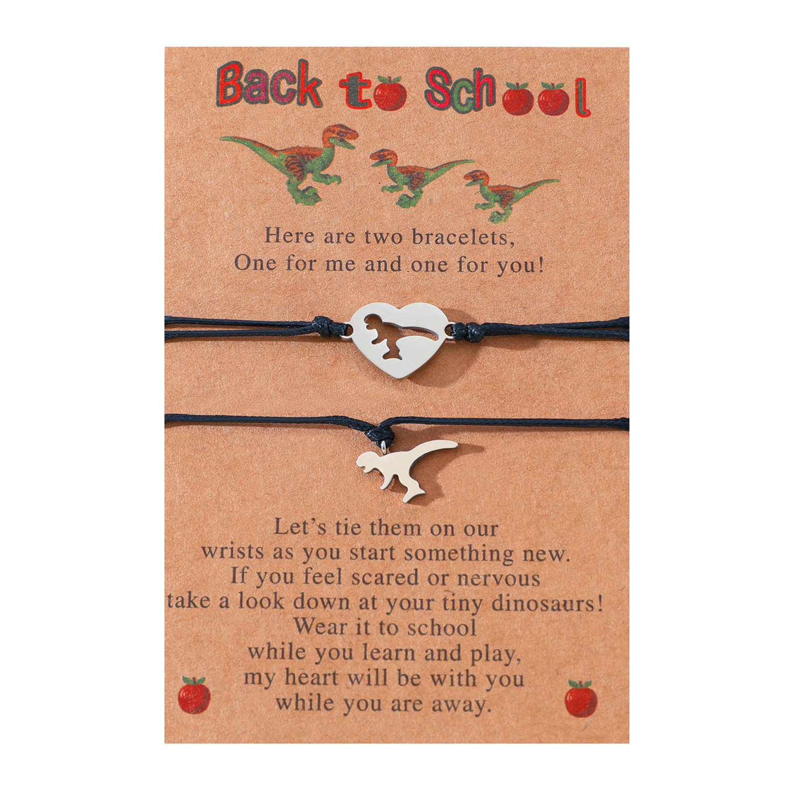 Back to School Matching Wish Dinosaur Bracelets Set for Women Teen Girls Boys