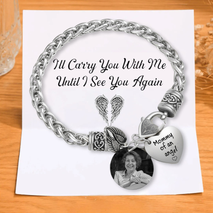 Personalized Memorial Bracelet, Custom Photo Mommy Of An Angel Remembrance Jewellery for Mom | Lorajewel