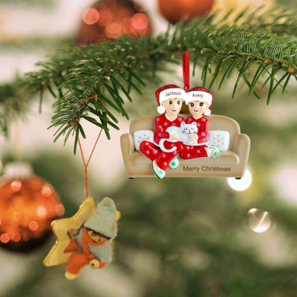 2 Names - Personalized Christmas Resin Ornaments Customized Name & Text Christmas Decor Gifts for Family Friends