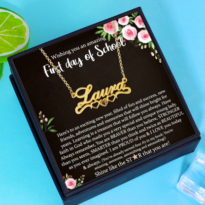 Personalized Kid's Name Necklace with Birthstone Heart Name Necklace