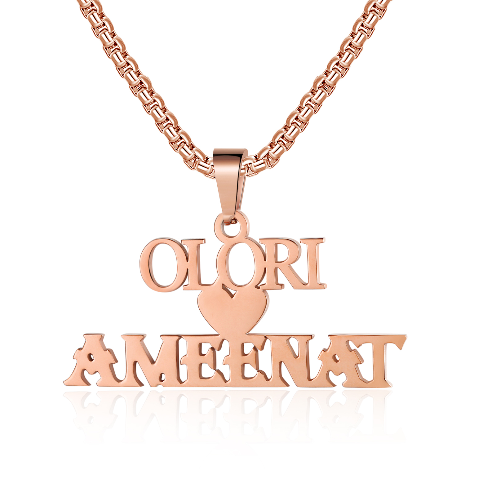 Personalized Heart Name Necklace Custom 2 Names Necklaces Romantic Gift For Her