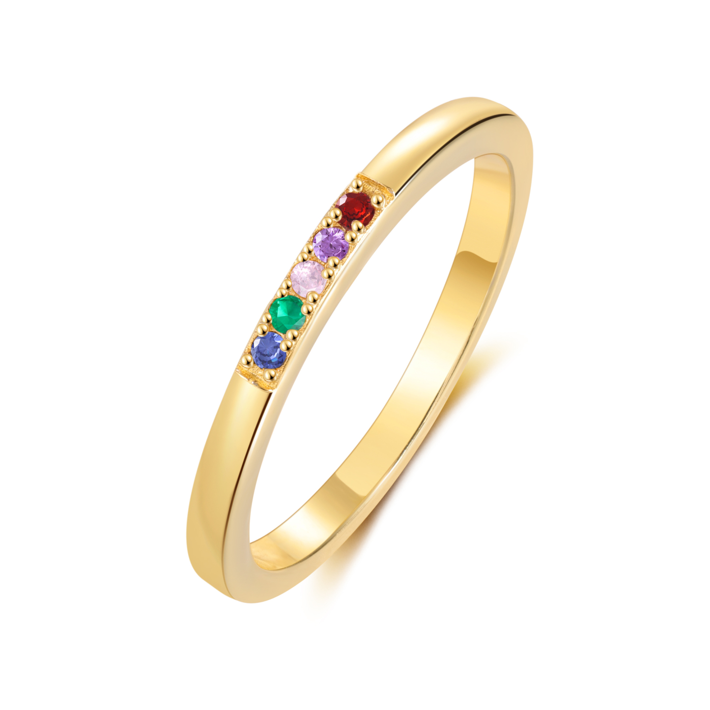 Personalized Women's Ring Custom 5 Birthstones Ring Birthday Gift for Her