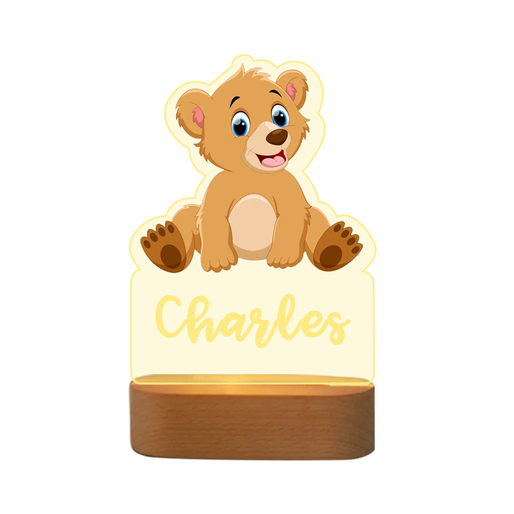 Personalized Bear Night Light Custom Name  LED Lamp