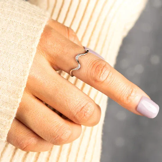 For Daughter-S925 Highs and Lows Minimalist Wave Ring