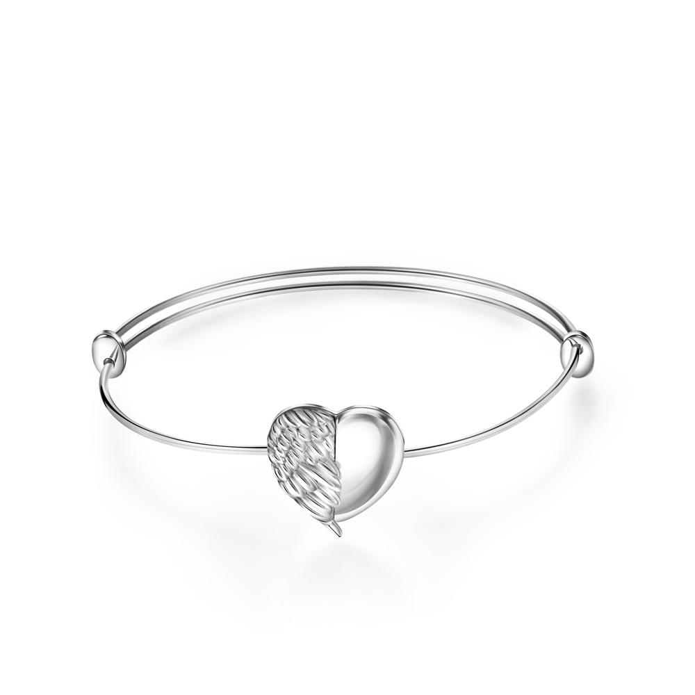 Custom Heart Photo Bracelet Custom Angel Wing Locket Bracelet for Family