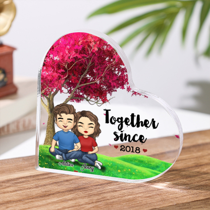 Personalized Acrylic Heart Keepsake Custom 2 Names & Year Ornament Valentine's Day Gifts for Couples