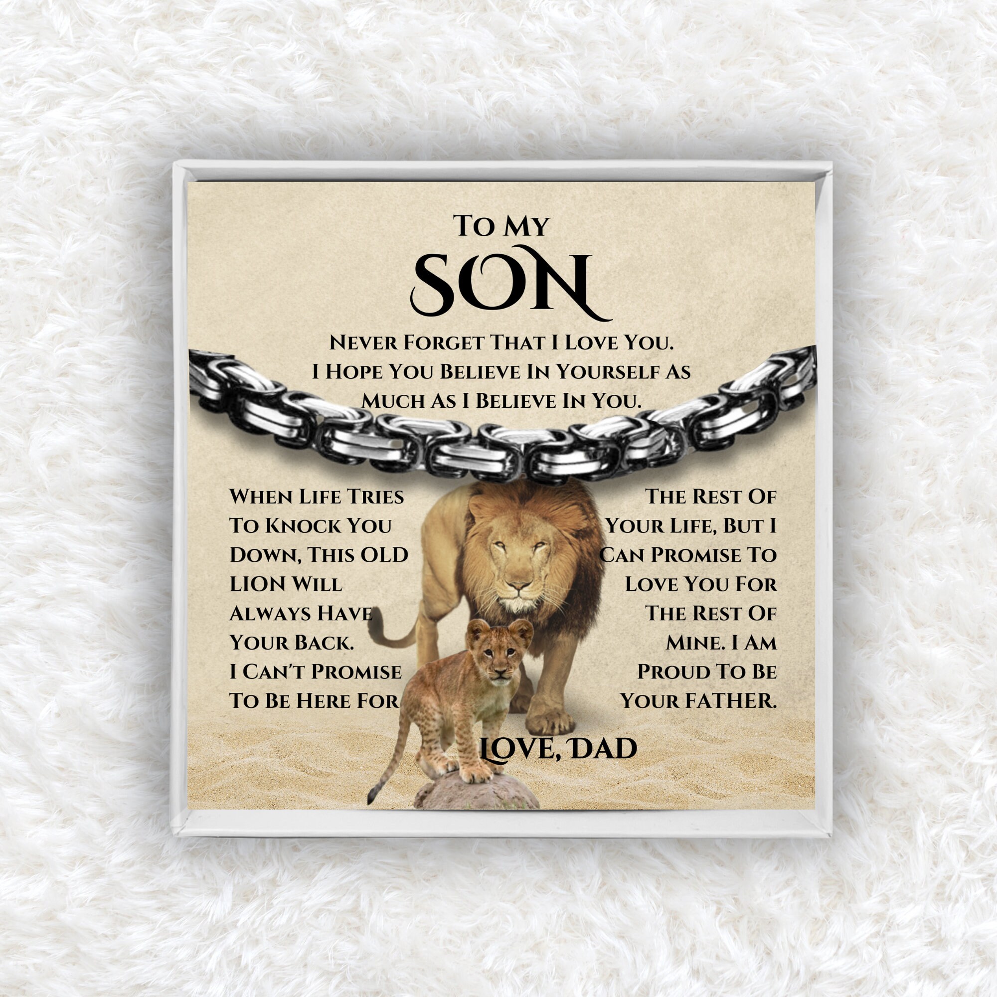 To My Son Cuban Link Bracelet Stainless Steel Bracelet Dad to Son Warm Gift - I Am Proud Of Your Father