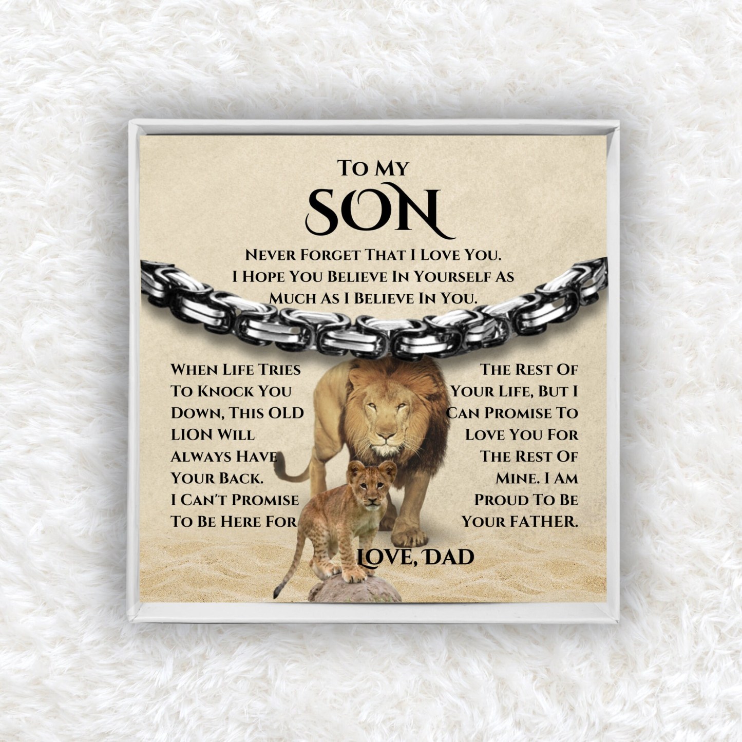 To My Son Cuban Link Bracelet Stainless Steel Bracelet Dad to Son Warm Gift - I Am Proud Of Your Father