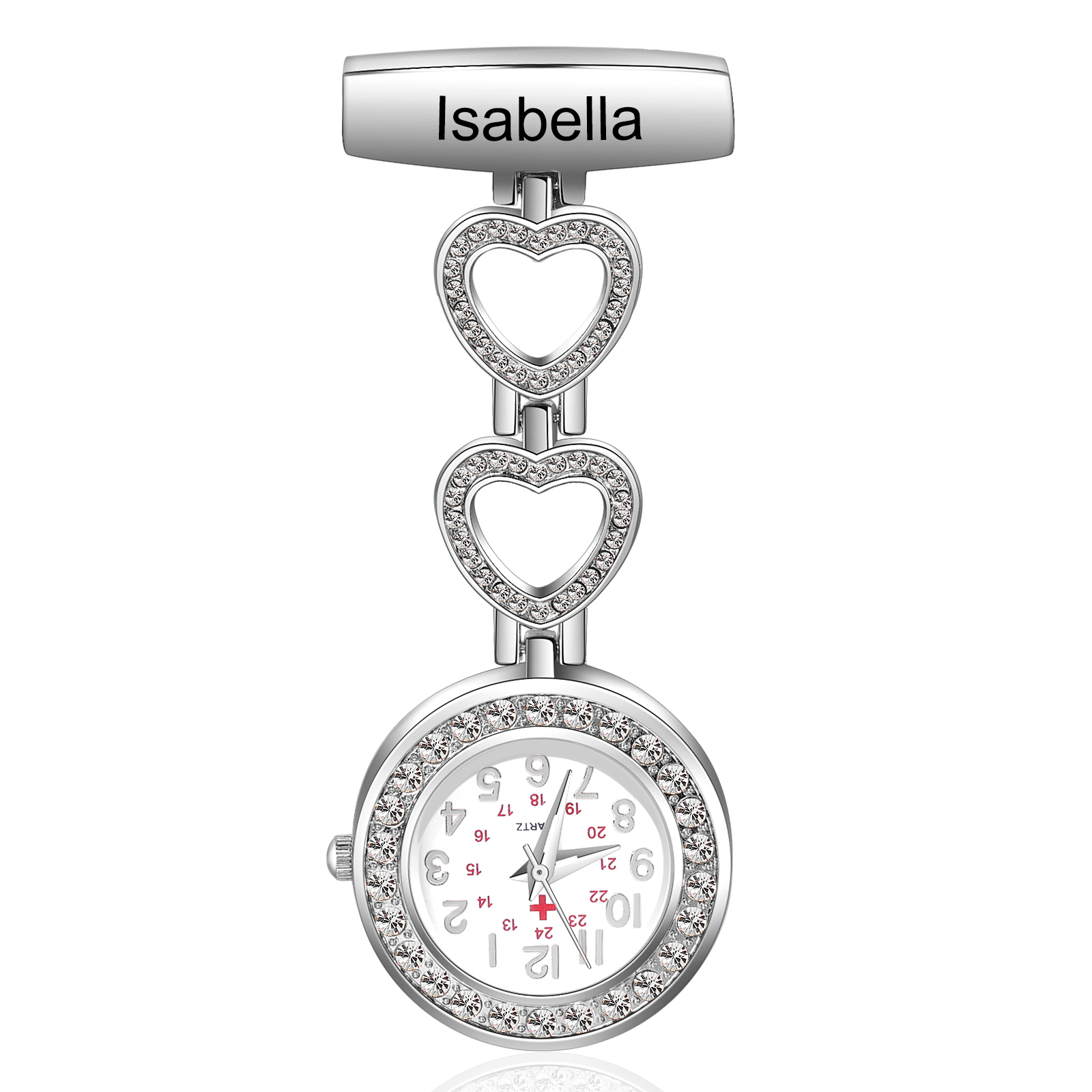 Personalized Name & Text Nurse Watch Portable Nurse Watch with Lapel Pin Gift for Doctor/Nurse