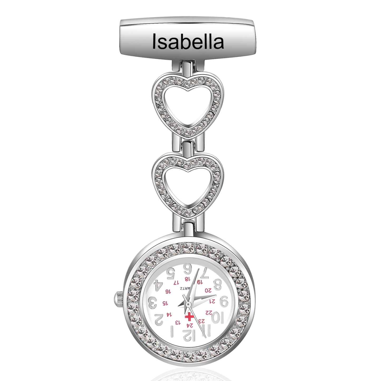 Personalized Name & Text Nurse Watch Portable Nurse Watch with Lapel Pin Gift for Doctor/Nurse
