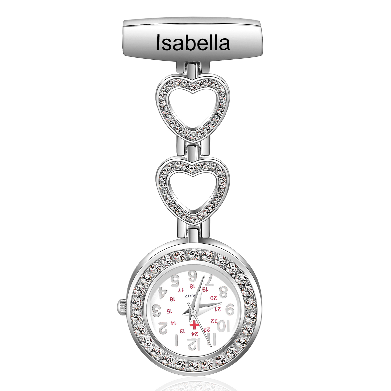 Personalized Name & Text Nurse Watch Portable Nurse Watch with Lapel Pin Gift for Doctor/Nurse
