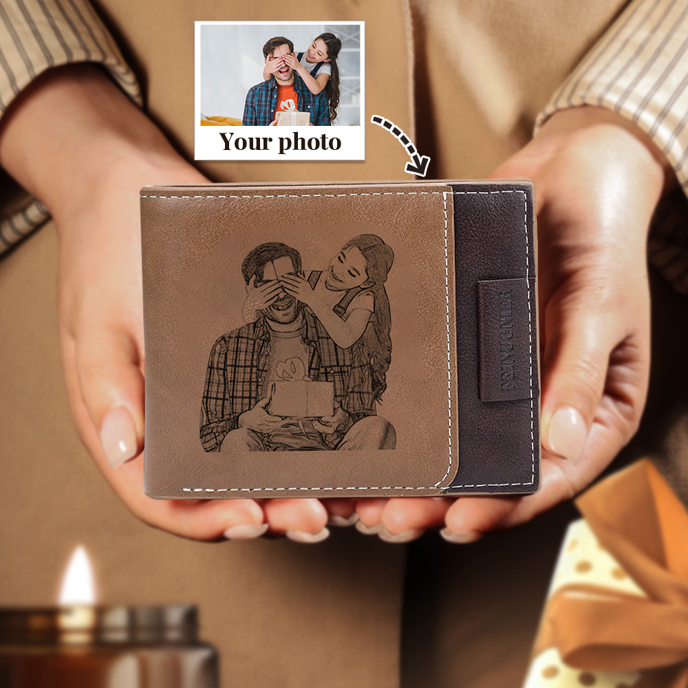 Personalized Men Photo Wallet Engraved Wallet Gifts for Him