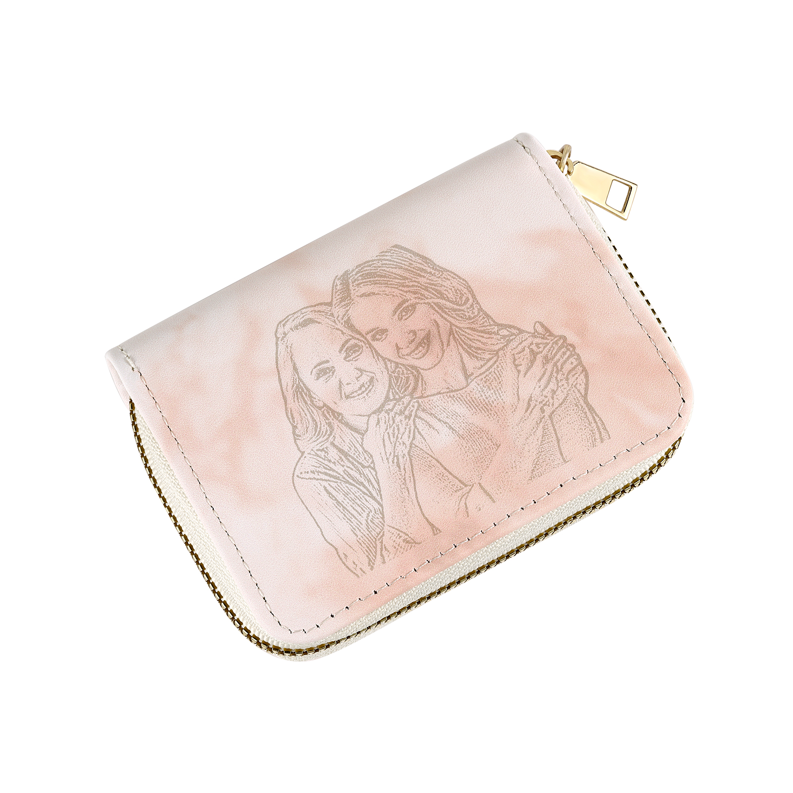 Personalized Women's Leather Wallet Custom Photo & Text Zipper Wallet Accordion Wallet Gift for Her