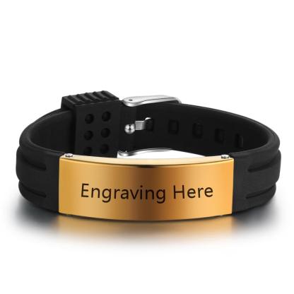 Engraved Medical Alert Bracelet Adjustable Silicone Waterproof Bracelet Women Men Personalized Emergency ID Wristband Multii Color