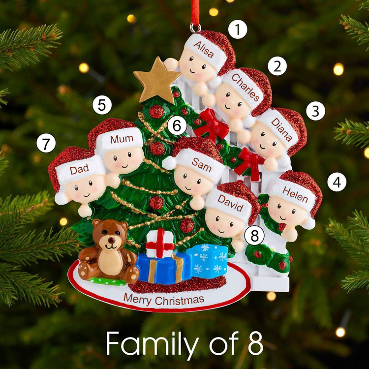 Personalized Family Christmas Ornament Custom 7 Names Hanging Ornament Gifts For Family