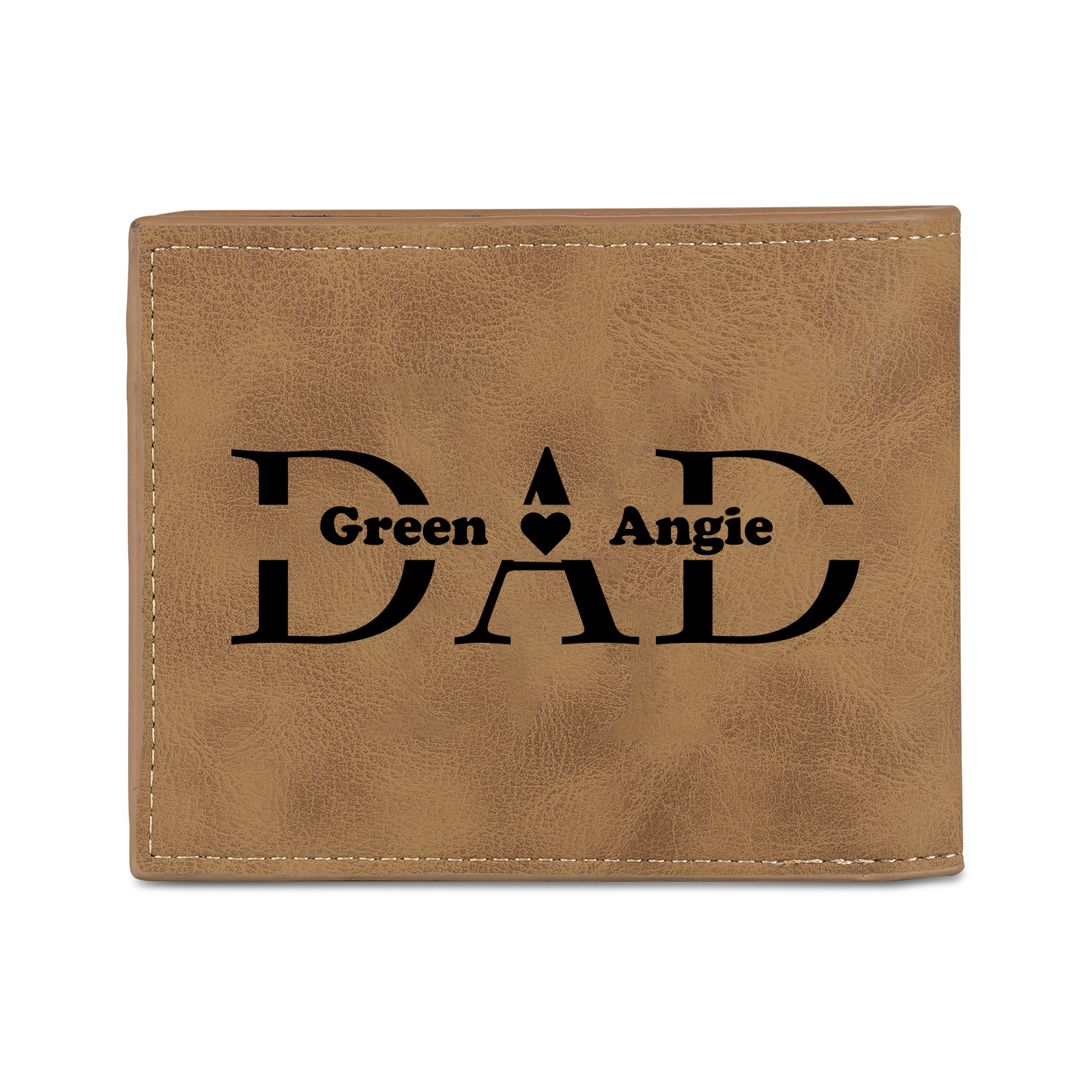 2 Names - Custom Photo & Text & Name Wallet Personalized Men's Leather Folding Wallet Gifts for Dad