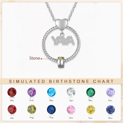 Collar a abuela con colgante de "YAYA" con 1 nombre Y 1 piedra de nacimiento personalizados | Jessemade-Jessemade ES