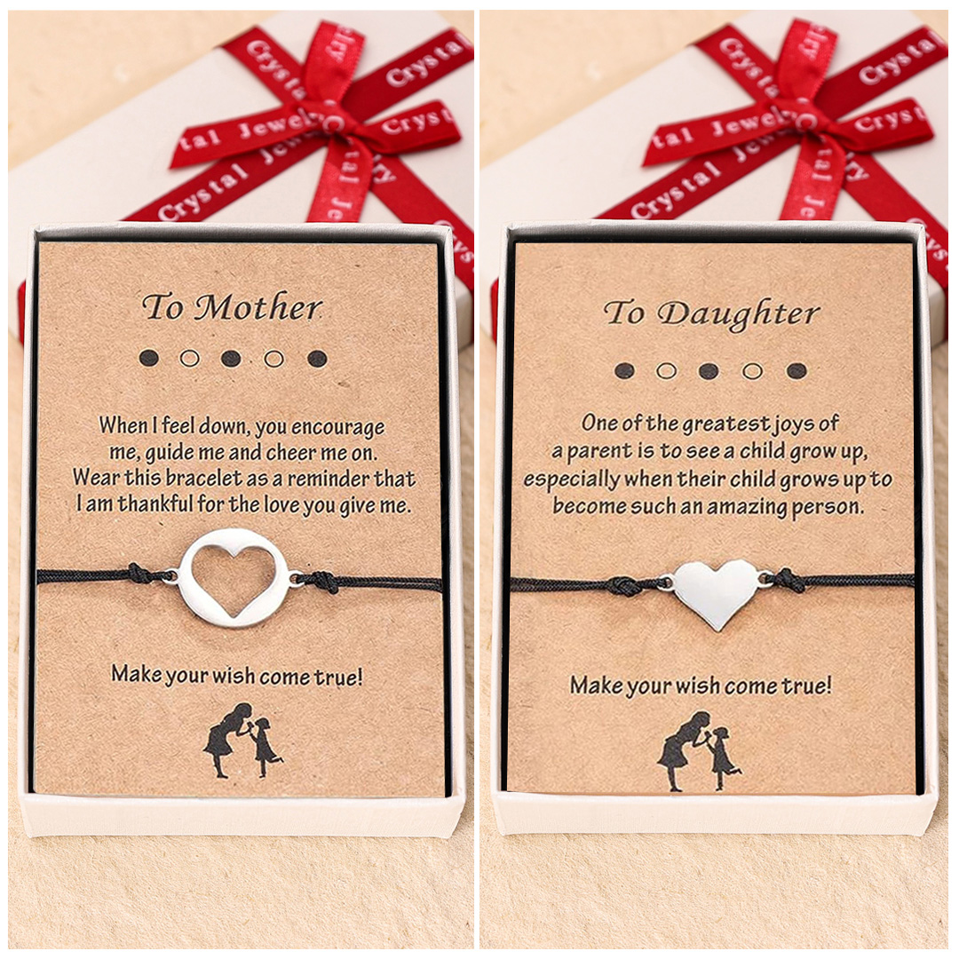 Mother and Daughter Heart Bracelet Back To School Gift Adjustable String Bracelet