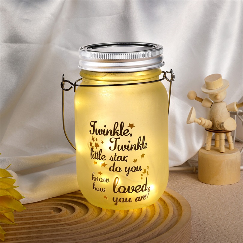 Mason Jar Night Light Twinkle Twinkle Little Star Led Lamp Home Decor