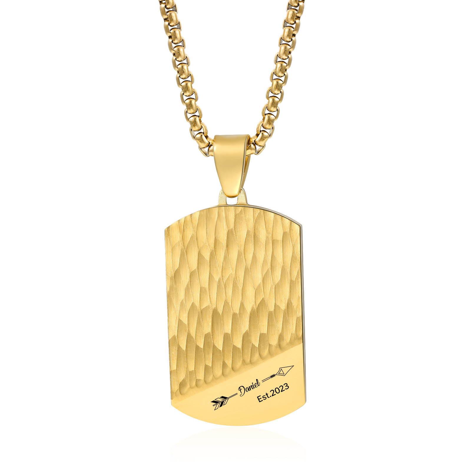 Personalized Men's Necklace Engraved Name & Date & Text Dog Tag Necklace Stainless Steel Gift for Him