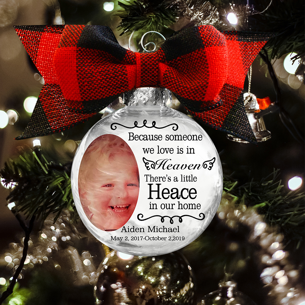 Personalized Photo Ball Ornament Someone We Love Is in Heaven Memorial Ornament
