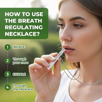 Tiger Eye Stone Breathing Necklace, Steel Accents