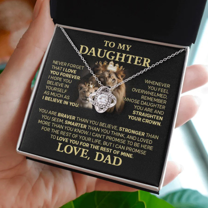 To My Daughter from Dad Love Knot Necklace "Never Forget That I Love Y