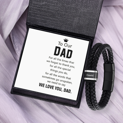 1 Name - Men's Leather Bracelet Custom Names Beaded Bracelet Adjustable Personalized Gift for Him