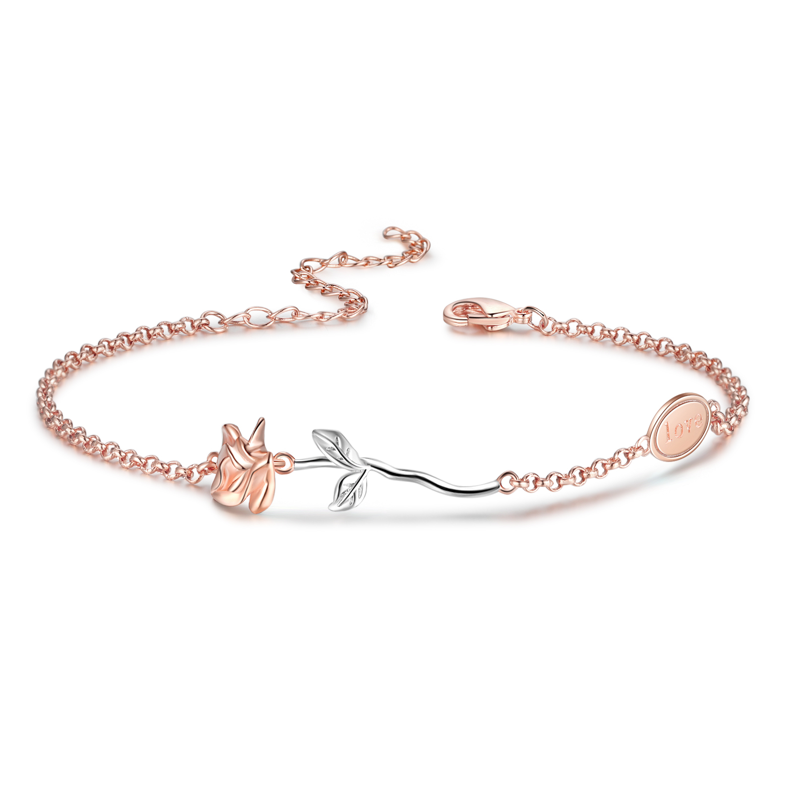 Rose Pendant Bracelet Simple Flower Bracelet for Women