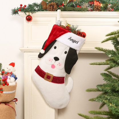 Personalized Cat Dog Christmas Stocking Felt Santa