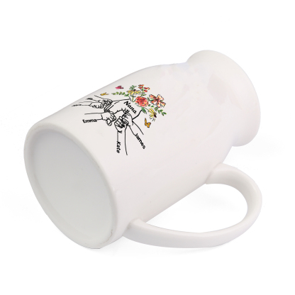 Flowers Personalized Ceramic Jug with Names – “Nana” Holding Hands Floral Design | Lorajewel