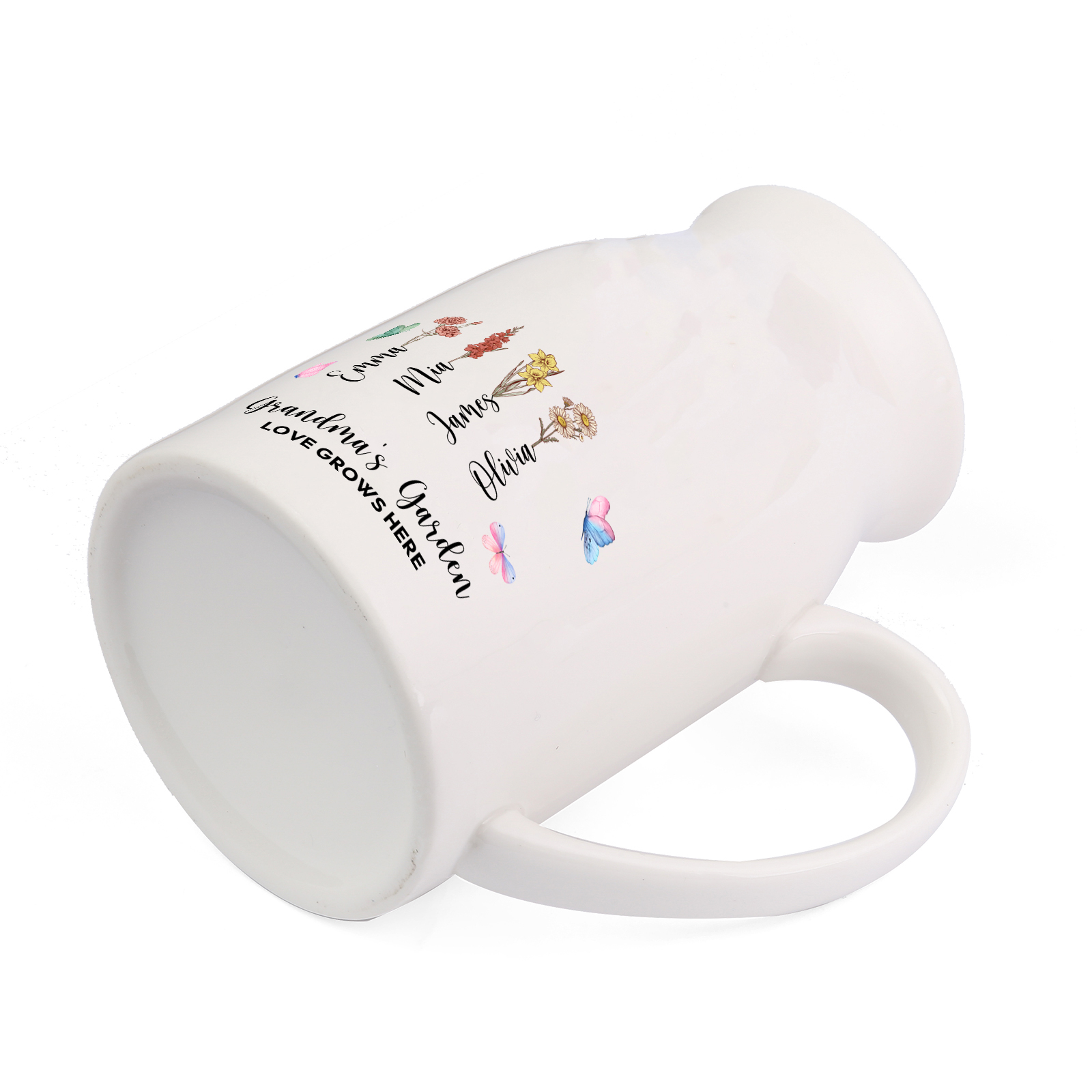 Personalized “Grandma’s Garden” Ceramic Jug with Names & Birthflowers – A Blooming Tribute to Love | Lorajewel