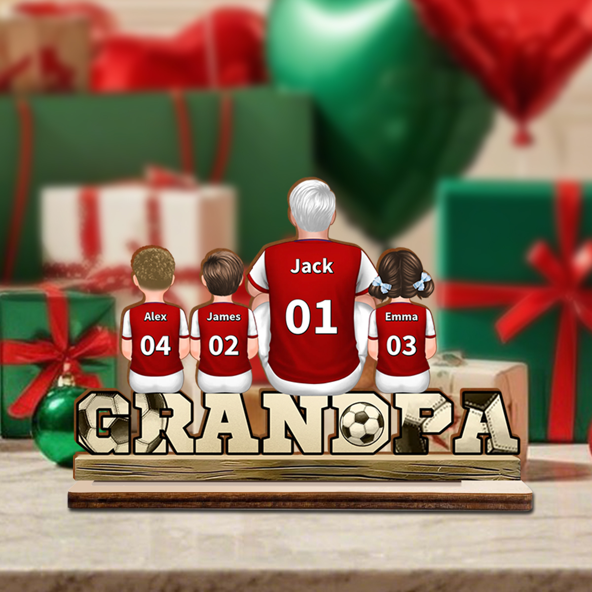 Personalized Soccer Grandpa Plaque with Grandkids' Names & Numbers | Lorajewel